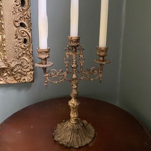 Vintage heavy brass candelabra candlestick holder